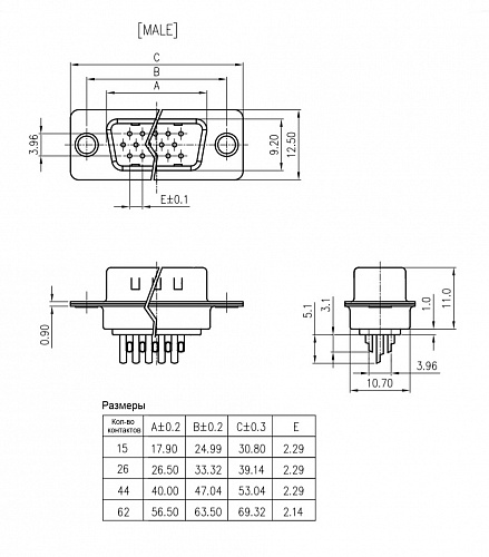 DHS-44M вилка, Разъём