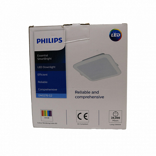 Светильник квадратный Philips DN027B G2 10W 220-240V L125 RU (10Вт, 900Лм, 6.5К) Повреждение упаковки