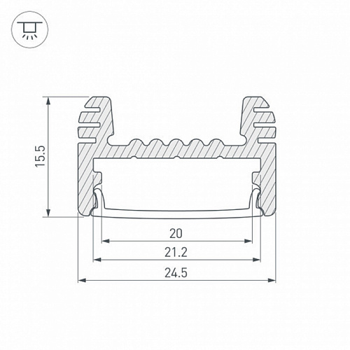 Профиль накладной ARH-WIDE-H16-2000 ANOD (2000х24,5х15,5мм)