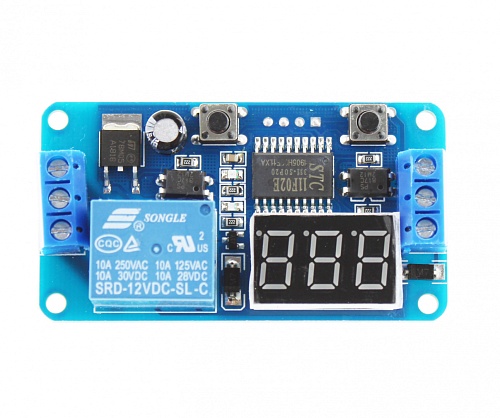 Модуль реле времени 1 канал (12В, 10А, дисплей) для Arduino 	