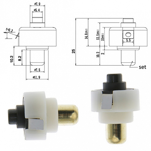 Переключатель кнопочный GJ01449 1.0A 30VDC  (белый,круглый) ON-OFF