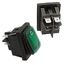 Переключатель клавишный SB092 IP65 22x30mm on-off зелёный