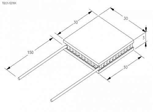 Модуль Пельтье 12V/3,0A 30x30мм TEC1-12703