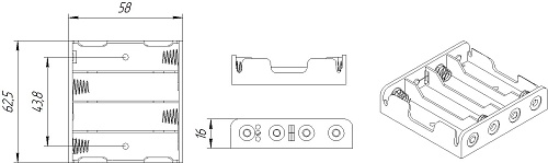 Батарейный отсек 4xAA BH341 