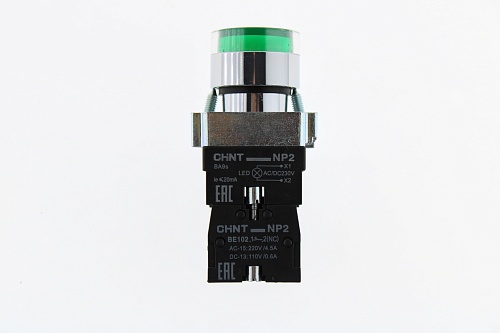 Кнопка управления зел. NP2-BW3365 AC/DC230В 1НЗ+1НО