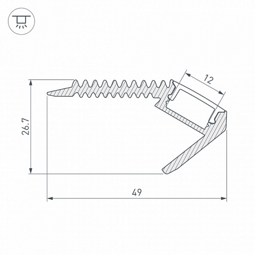 Профиль накладной ARH-STAIR-W47-2000 ANOD (2000х49х26,7мм) на ступеньки 