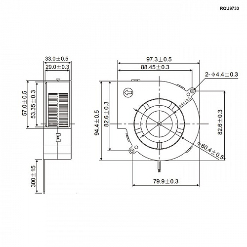 Вентилятор Ruichi RQU9733MS 97x97x33мм 0.2A 24V