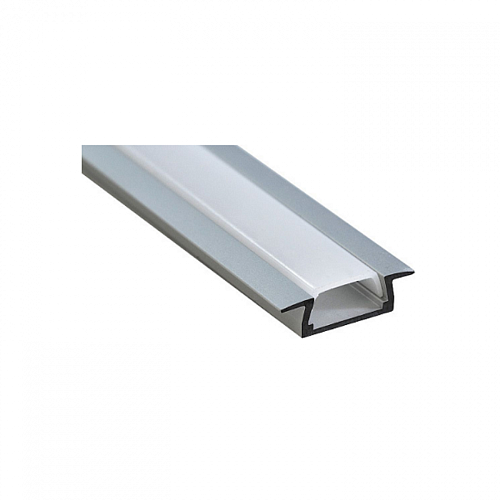 Профиль встраиваемый CAB251 (MIC-F) 2000*22*6 мм серебро (в комплекте: матовый экран, 2 заглушки)