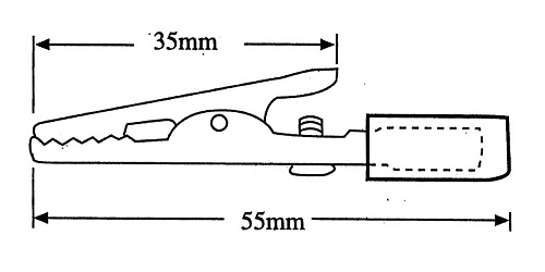 Зажим "Крокодил"  15A, 55мм (красный), Зажим "Крокодил"  15A, 55мм (красный)