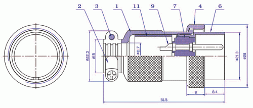 GX25M-7A  розетка на кабель, Разъем