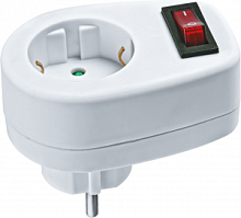 Переходник с з/к 1 гнездо с выключателем Navigator (NAD-1E-СS-WH)