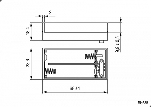 Батарейный отсек 2xAA SBH-321-1AS закрытый