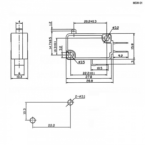 Микропереключатель MSW-01B on-(on) (5A/250V)