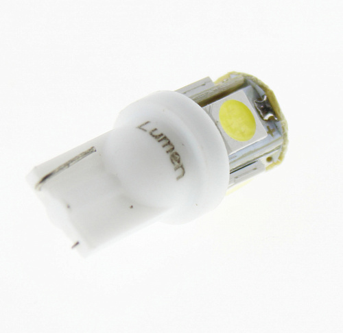 Светодиодная лампа T10 (W5W) 12V 5050 5 SMD LED White Lumen