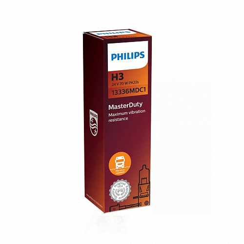 Галогенная лампа головного света H3 Philips MasterDuty 3200K 24V 70W PK22s 13336MDC1