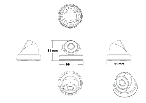 Купольная камера AHD TopVision TV-AHTC500 5.0Мп , объектив 3.6 мм. , ИК до 20 м.