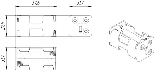 Батарейный отсек 4xAA BH343A-1A 