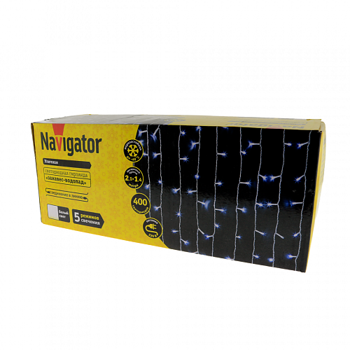 Гирлянда уличная «занавес водопад» Navigator NGF-C02-03 CW 400 2.1*1.4м IP44 TR