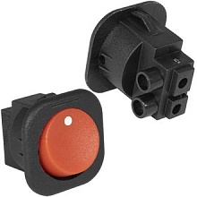 Переключатель клавишный RS-101-7C on-off красный (под винт)