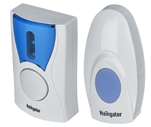Звонок беспроводной 36 мелодий 1 блок-динамик, 1 кнопка, бело-синий Navigator (NDB-A-DC02-1V1-WH) Осн ср