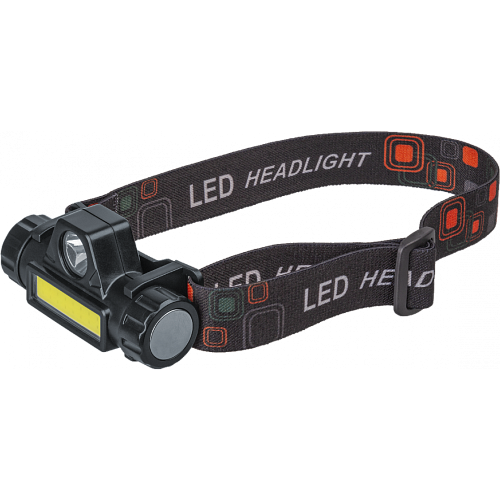 Фонарь налобный OPT-H01-ACCU налоб. 1CREE LED,5Вт+1COB,3Вт, 2реж. Li-Ion