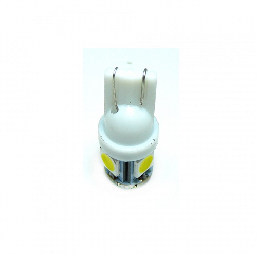 Светодиодная лампа T10 (W5W) 12V 5050 5 SMD LED White 