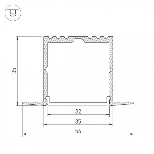 Профиль встраиваемый ARH-POWER-F-W35-2000 ANOD (2000х56х35)