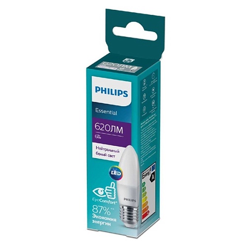 Лампа "свеча" Philips Essential LED 6W 620lm E27 840 B35FR