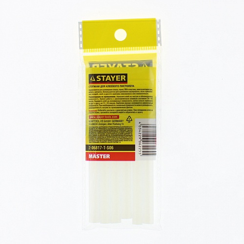 Клей для термопистолета, 7х100мм Stayer (набор 6шт) прозрачный