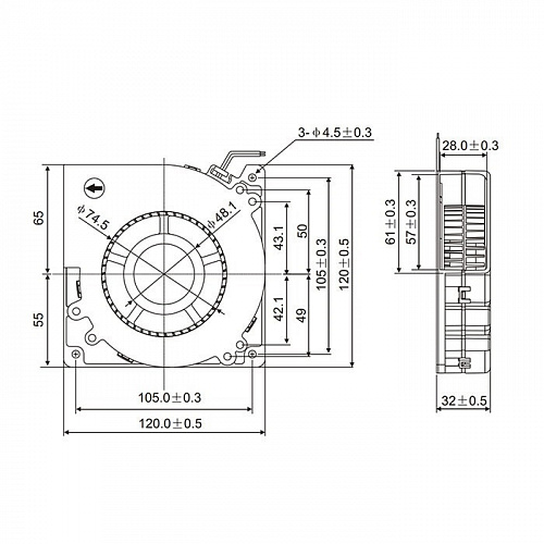 Вентилятор Ruichi RQU12032MS 120x120x32мм 0.5A 12V