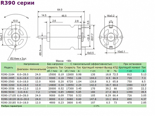 Двигатель R390-5030 7.2V