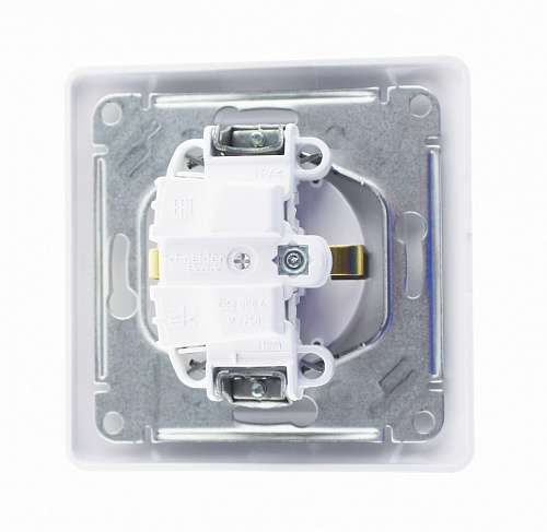 Розетка с крышкой 1-ая с/у с з/к Schneider Electric Glossa 250V 16A белый