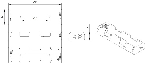 Батарейный отсек 4xAA BH344A 2x2