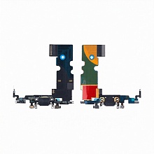 Шлейф для iPhone SE (2020)/SE (2022) на системный разъем/микрофон Черный - Премиум