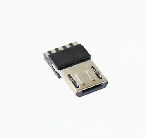 microUSB 5BM штекер на кабель, под пайку разборный угловой 5pin(чёрный), Разъём