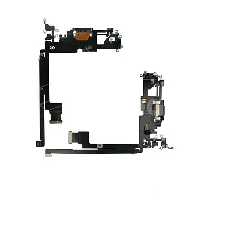 Шлейф для iPhone 12 Pro Max (A2411) на системный разъем/микрофон Черный - Премиум