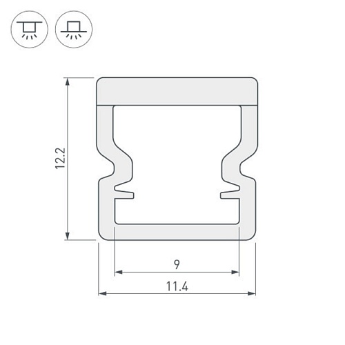 Профиль накладной пластиковый WPH-LINE-1212-2000 OPAL (2000х11,4х12,2мм) цельнолитой