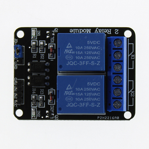 Модуль реле 2 канала (5В, 10А) для Arduino