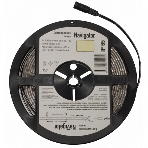 Лента светодиодная Navigator NLS-3528WW60-4.8-IP65-12V R5 Warm