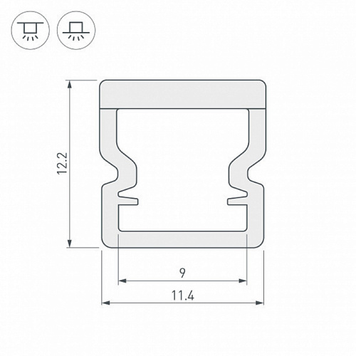 Профиль накладной пластиковый WPH-LINE-1212-2000 OPAL (2000х11,4х12,2мм) цельнолитой