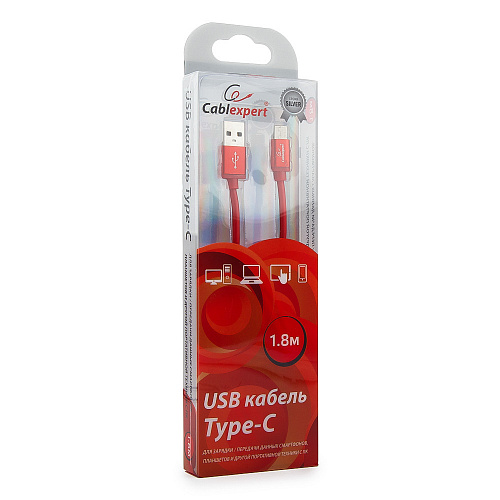 USB Type-C кабель Cablexpert CC-S-USBC01R-1.8M