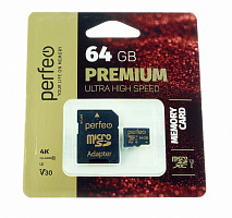 Карта памяти Perfeo microSDXC 64Gb High-Capacity Class10 с адаптером