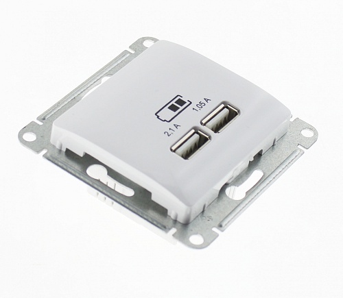 Розетка 2-ая с/у USB Schneider Electric Glossa 2,1A и 1,05A белый