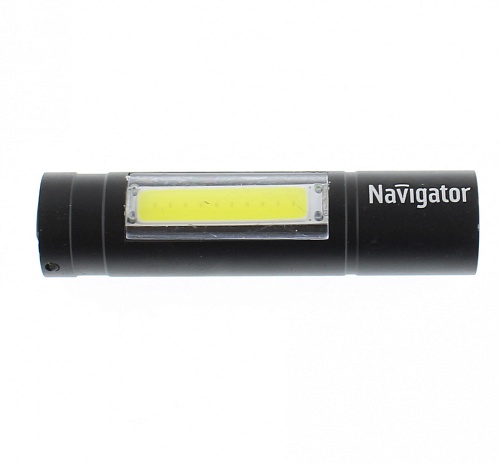 Светодиодный фонарик-брелок Navigator NPT-KC06-ACCU брелок.алюм.1 LED, 1 Вт + 1 COB LED, 3,3 реж,