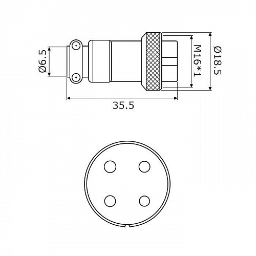 GX16M-4A розетка на кабель, Разъем