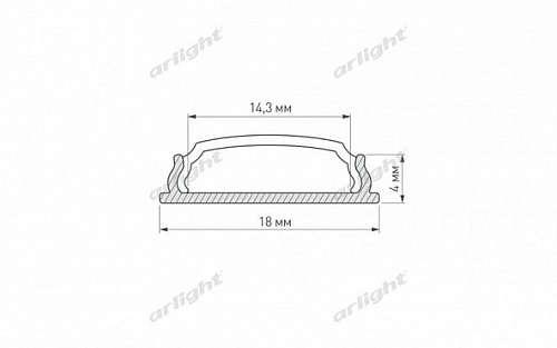 Профиль накладной гибкий Arlight ARH-BENT-W18-2000 ANOD (2000х18х4мм)