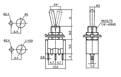 Тумблер MTS-103 on-off-on