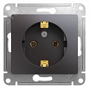 Розетка Glossa 1-м 16А IP20 250В с з/к механизм графит