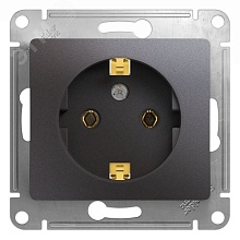 Розетка Glossa 1-м 16А IP20 250В с з/к механизм графит