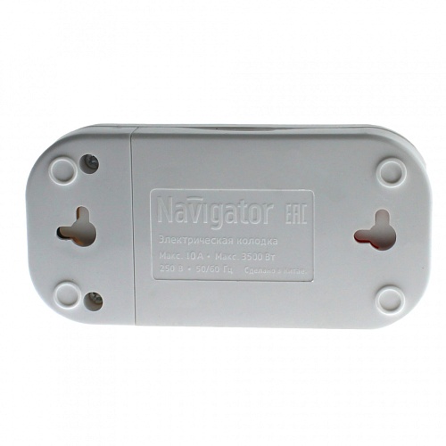 Колодка для сетевых удлинителей Navigator NCA-BL01-02-X-WH 2гн б/з АБС пластик белая